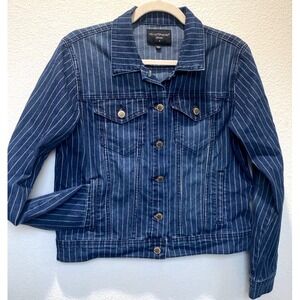 Velvet Heart Denim Jacket Women's Small Blue Pinstripe Button Front Jean‎ Coa
